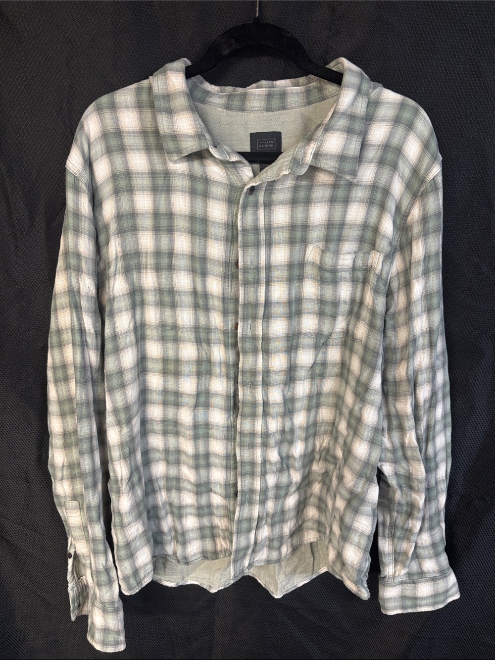 14th & Union Green and White Plaid Button-Down Shirt
